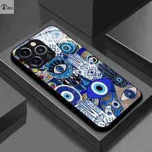 Diseño de patrón de pintura decorativa de amuleto de ojos azules adecuado para fundas especiales de 17, 16, 16 Plus, 16 Pro, 16 Pro, 16e, para 15, 15 Plus, 15 Pro, 15 Pro, 14, 14 Plus, 14 Pro, 14 Pro, 13, 13 Pro, 13 Pro, 12, 12 Pro, 12 Pro, 11, 11, 11 Pro,, 8, X, XS, SE, anti-suciedad, a, moderno, vidrio templado. - Colores mixtos - Ver 6
