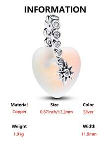 1pc Fashionable Butterfly, Cross, Snowflake, Holographic Heart, Tennis Racket Charm Pendant, Unique Creative Versatile DIY Bracelet Necklace Gift - Silver - View 12