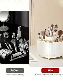 360° Rotating 5-Slot Desktop Organizer & Accessories Holder, Cute Pen Cup, Suitable For Office, School, Home (White) - Multicolor - View 7