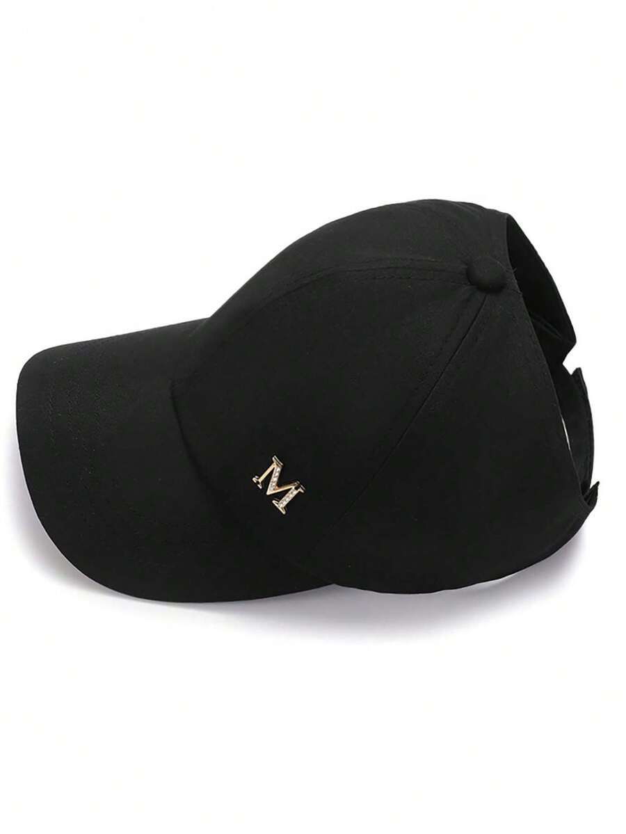 Women's Outdoor Ponytail Friendly Open-Top Baseball Cap, M Letter - Minimalist Letter Sun Protection Hat