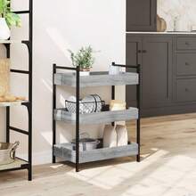vidaXL Chariot de cuisine sonoma gris 50x30x70 cm bois d'ingénierie - Gris - Voir 3