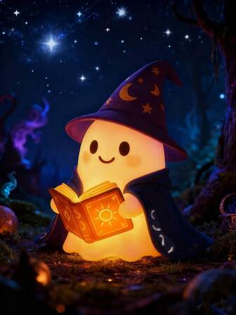1pc Ghost Wizard Reading Light, Soft Eye-Caring LED Light, Unique Ghost Wizard Design, Ideal For Bedroom Reading/Desk Use, Perfect Christmas Gift And Holiday Home Decor