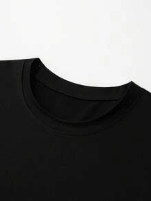 GRDR Men's All-Match Solid Color Short Sleeve T-Shirt - Minimalist Casual Versatile - Black - View 3