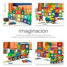CYPNRaganet Set de 149 Bloques Magnéticos Educativos para Niños Juguete de Construcción Didáctico Estimulación Motora y Creatividad Imantados  y Duradero 3+ AñosFashion - como en la foto - Ver 3
