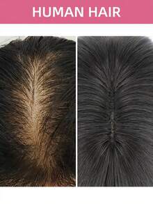 1件装女士真人发片 - 长直深棕色自然款假发，适合脱发和头发稀疏人群，一体式夹式接发，造型百变，适合所有种族，增加发量 - 彩色 - 查看 3