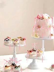 164英尺粉色缎带蝴蝶结蛋糕装饰，适用于生日、婚礼、派对、周年纪念日及其他场合 - 粉色 - 查看 7