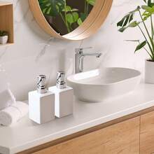 Square Ceramic Hand Soap Dispenser Shampoo Lotion Bottle Soap Dispenser Bottle With Soap Dispenser Pump For Bathroom Kitchen,2PCS - 白色-2PCS - 查看 6