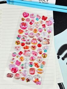 3D Embossed Crystal Stickers, Fruit Rabbit Pattern, Children's Handmade Educational DIY Decorative Materials, Gift Stickers, Spiral Notebook, Office & Study Supplies, Unisex, Improve Work Efficiency, Office & Study Supplies