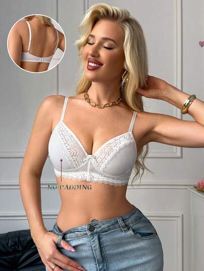 1pc Wireless Lace Patchwork Women's Bra