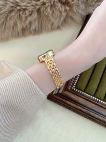 1件金色复古经典商务女士石英表，时尚艺术设计，简约风格，适合日常佩戴，可作为派对礼物 - 金色 - 查看 6