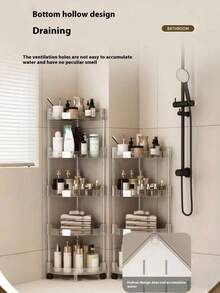 1 pieza Estantería de almacenamiento multifuncional para baño, estantería de esquina transparente, organizador de tocador de pie para el baño, estantería de 3 niveles estrecha para cocina, accesorios de baño, decoración de habitación - Multicolor - Ver 6