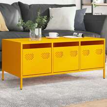 vidaXL Table basse jaune moutarde 101,5x50x43,5cm acier laminé à froid - Jaune citron - Voir 2