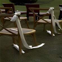 1pc White Satin Ribbon Bow Chair Ribbon, Pure White Decorative Ribbon Wedding Aisle Decorative Pendant, Event Party Wedding Chair Decoration, White Satin Elegant Ribbon Bench Bow With Long Tail, Wedding Banquet Chair Back Flower Bow Silk Scarf, Used For Bridal Shower, Reception, Wedding Ceremony, With Long Tail - 彩色 - 查看 6