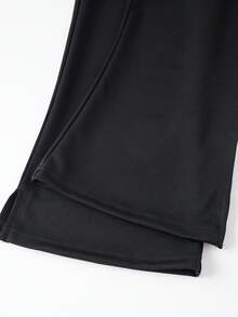 Women's Spring Summer Capri Pants Low Waist Solid Color/Dot Print Slim Fit Cropped Trousers - Black - View 10