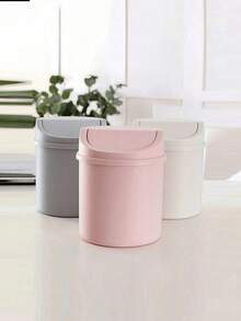 1个带盖迷你垃圾桶，小型桌面垃圾桶，塑料桌面废纸篓，可存放果皮和纸屑，保持桌面整洁，适用于浴室、家庭办公桌、咖啡桌、办公室、客厅、书房，也是返校必备品。 - 彩色 - 查看 9