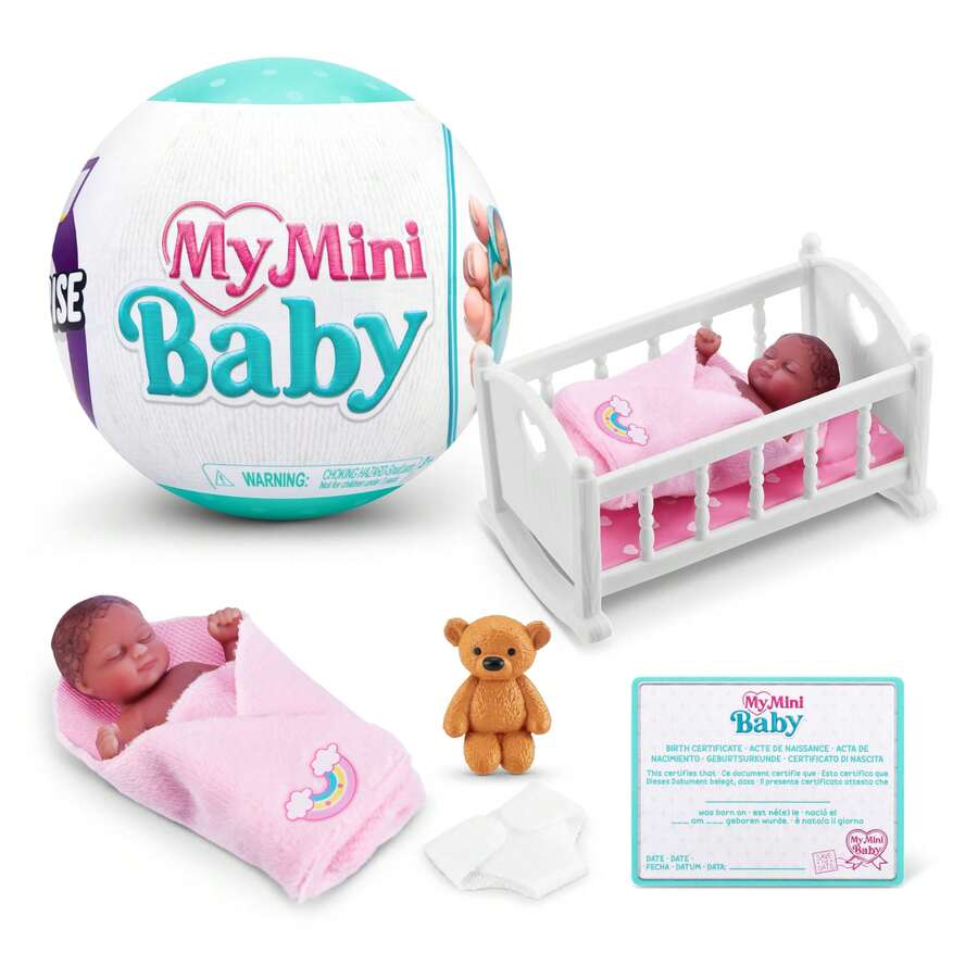 ZURU 5 Surprise My Mini Baby Series 1, Cápsula de misterio coleccionable, Juguetes para niñas, Modelos en miniatura realistas, Juego y accesorios - Mi mini bebé - Ver 1