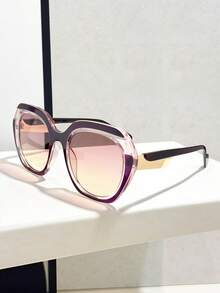 1副女士复古休闲大框Y2K时尚眼镜，适合度假和派对佩戴 - 彩色 - 查看 14