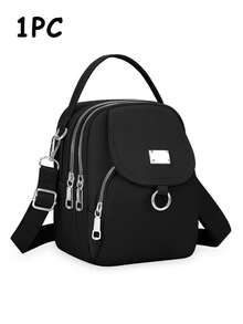 Seka Paul Women's Fashion Oxford Cloth Crossbody Bag, Solid Color Casual Versatile Shoulder Bag, Large Capacity Multi-Function Zipper Underarm Pocket, Commuter Portable Backpack, Polyester Lining, Lightweight And Durable, Metal Ring Decoration - Multicolor - View 19