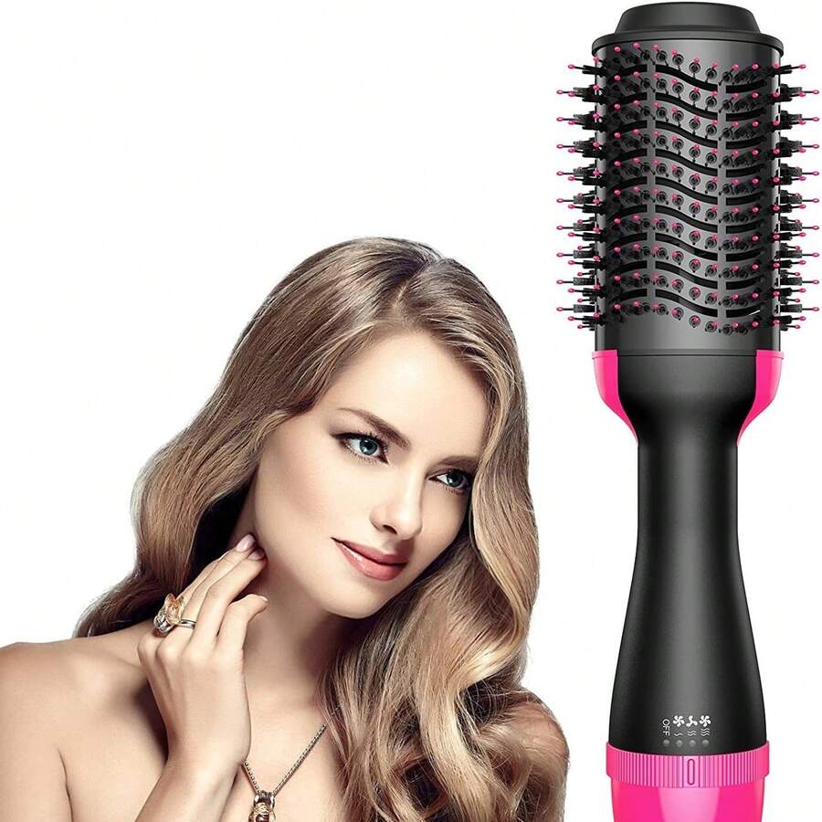 4-In-1 Multi-Functional Hot Air Comb, Negative Ion Hair Straightener And Curler, Volumizing Hair Dryer And Straightener, Styling Comb, Inward Curling Iron, Electric Hot Comb, Hair Styling In One Step. - UK Plug(220-240V) - View 1