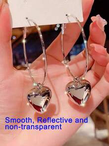 1 对时尚简约夸张 3D 大环耳环和光泽心形吊坠项链，适合派对、约会和日常佩戴情人节、妈妈、母亲、母亲节、礼物 - 愛心 - 查看 12