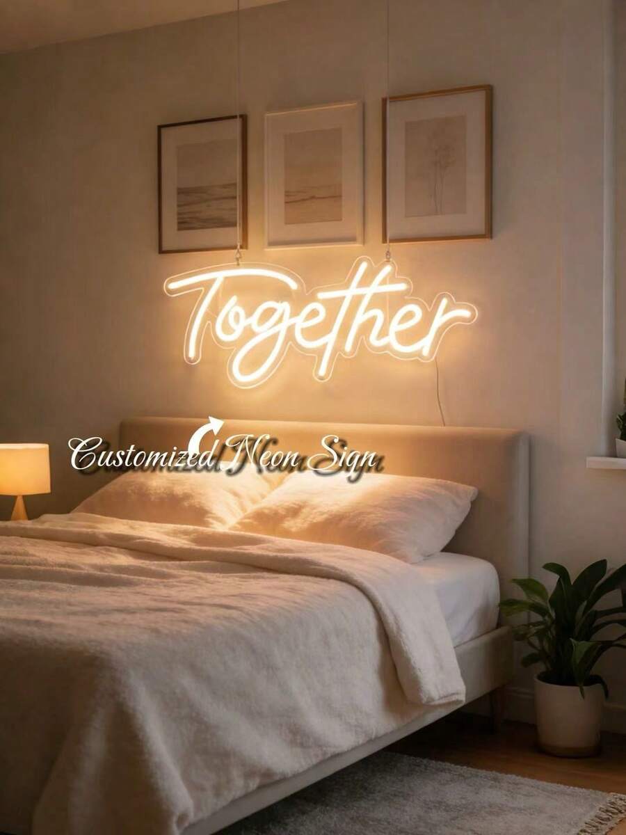 1pc Customizable Adjustable Neon Light, LED Neon Sign Decor, Suitable For Christmas, Halloween, Bedroom, Party, Personalized Gift, Kitchen Accessories, Graduation Ceremony Celebration, Room Decoration ,Urban Gala ,Fashion Decor - Trắng ấm - Xem 1