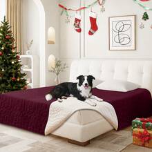 YSTYLE Waterproof Dog Blanket, Non-Slip Soft Pet Bed Cover, Couch Cover For Dogs Washable, Protects Sofa, Furniture, Crate, Car, Tear Resistant Leakproof Pet Blanket - 酒紅色 - 查看 5
