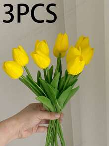 3 Paket Bunga Tulip Buatan, Cocok Untuk Dekorasi Rumah, Ruang Tamu dan Kamar Tidur - Kuning - View 7