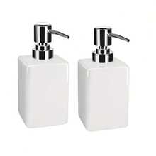 Square Ceramic Hand Soap Dispenser Shampoo Lotion Bottle Soap Dispenser Bottle With Soap Dispenser Pump For Bathroom Kitchen,2PCS - 白色-2PCS - 查看 8