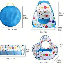 Spacious 3-In-1 Foldable Playhouse Tent - Portable, Easy To Assemble - Perfect Gift For Kids.Ocean Ball Pool Fence (Without Ball) Suitable For Both Indoor And Outdoor Use - Blue - View 2