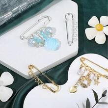 30pcs Safety Pins Set, Large Hollow Tie Clips, Suitable For DIY Jewelry, Badges, Clothes, Silver/Gold - Multicolor - View 11