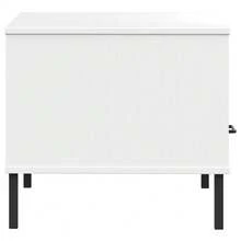 vidaXL Table basse avec pieds en métal Blanc 85x50x45 cm Bois OSLO - Blanc - Voir 6