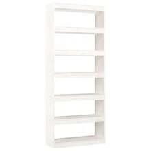 vidaXL Biblioteca/separador de piezas blanco 80x30x199,5 cm Alfiler macizo - Blanco - Ver 2