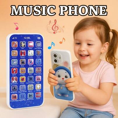 1 pieza Teléfono-Puzzle de educación temprana para niños, máquina de aprendizaje multifuncional, teléfono de simulación musical de educación temprana, juguete para niños y niñas, regalo para fiestas
