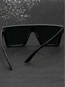 1 Pair Men's Acrylic Geometric One-Piece Flat Top Fashion Glasses, Fashionable - Blue - View 2