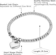 Cupimatch Womens Stainless Steel Elastic Love Heart Charm Beaded Ball Chain Bracelet For Christmas : .Ca: Clothing, Shoes &Amp; Accessories - 寶藍色 - 查看 4