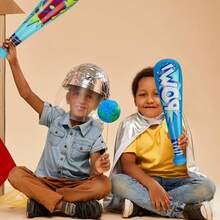 32pcs 42cm Small Inflatable Baseball Bats Party Atmosphere Props Game Cheering Pom Poms Family Game Bat Set - Blue, Pink, Dark Blue, Red - View 3