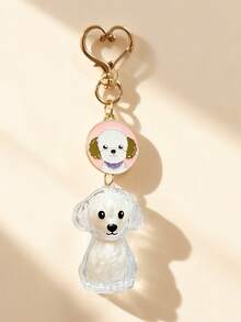 1 Stück Haustier-Haar Gedenk-Schlüsselanhänger, süßer transparenter Aufbewahrungsbox für Hundehaare, kreativer Schlüsselanhänger-Anhänger