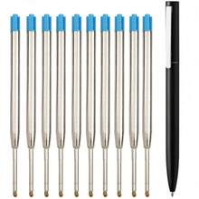 11pcs(1Pen+10 Refills)Black Metal Ballpoint Pen Set , 1.0mm European G2 Black/Blue Ink Refills Smooth Writing For Metal Pen,Signature Pen ,Ball Pens, Great For Back To School Gift,Office - Black - View 15
