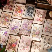 【秘密花园系列复古花卉主题】55张标准扑克牌，趣味聚会、团队建设、休闲娱乐游戏扑克牌 | 硬纸扑克牌套装，适合家庭游戏之夜、派对游戏和情侣收藏礼品 - 彩色 - 查看 4
