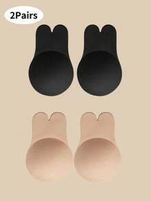 2 Pairs Rabbit Ear Silicone Invisible Bra Pads, Self-Adhesive Sports Enhancing Bust Pads, Reusable - Multicolor - View 16