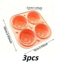 (Limited Time Offer) 1pc Baking Mold, Cake/Chocolate/Jelly/Pudding Mold With 4 Cavities, Rose Flower Ice Cube Tray With Lid, Silicone Ice Cube Tray, Suitable For Birthday Party, Gifts, Beverages, Coffee, Cocktails, Whiskey, Handmade Soap. Ice Cube Tray Can Make Soft Ice Cubes. - Multicolor - View 15