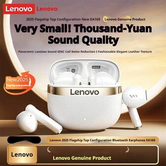  Audífonos Bluetooth semi-intraaurales Lenovo EA169 | Cómodos para uso prolongado + Cancelación de ruido en llamadas | Bluetooth 5.4 | Batería de 30 horas de duración | Ideales para trabajar y estudiar