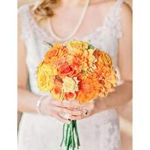 [Free Shipping]Artificial Flowers For Home Decorations: Yellow Silk Fake Flowers Bulk Boxed Set, Peony Roses Bouquets With Stems For Table Centerpiece, DIY Wedding, Bridal Shower, Graduation Cap & Tea Party - 黃色 - 查看 3