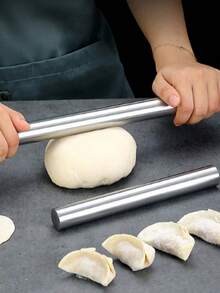 1pc Stainless Steel Rolling Pin, Baking Tool, Non-Stick Dough Rolling Pin, Suitable For Baking Soft Candies, Pizza, Cakes, Pastries, Pasta, Dough, Cookies, Etc. - Multicolor - View 3