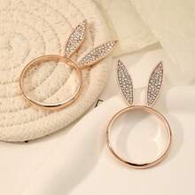 6/12pcs Minimalist Elegant Rabbit Ear Easter Napkin Rings, Cute Easter Table Decor, Hotel Easter Table Setting Decoration, Available In Gold And Silver - Multicolor - View 5