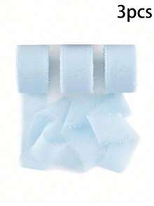3/6 Rolls DIY Handmade Tassel Chiffon Ribbon, Sky Blue 197*1.5 Inch Ribbon, Suitable For Wedding Invitations, Bridal Bouquets, Gift Wrapping, DIY Crafts, Bow Making, Christmas - Baby Blue - View 13