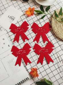 12个粉色蝴蝶结造型餐具夹 - 刀叉夹，适用于婚礼、周年纪念、情人节 - 浪漫餐桌装饰、晚宴用品、优雅餐具，易于使用 - 彩色 - 查看 7