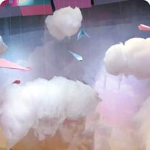 3 piezas Decoración de boda Escena de algodón en nubes, Decoración de ventana con nubes, Adornos colgantes de nubes blancas artificiales, Decoración de habitación para el Día de San Valentín, Día de la Madre - Blanco - Ver 2