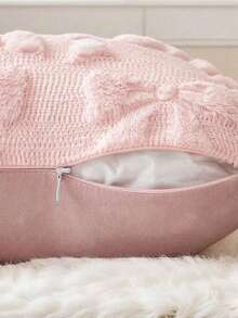 2pcs Spring/Summer Decorative Pillow Covers, Wedding, Christmas, Valentine's Day Party Decor Cushion Covers, Cute Bow Soft Plush Jacquard Sofa Throw Pillow Cases, Suitable For Girls Bedroom, Bed, Sofa, Living Room - Hồng - Xem 4