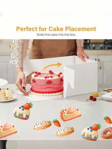 6 Pieces / 1 Box Of Kuchen Packaging Boxes With Curved Windows. Find Stable Cardboard Dessert Display Boxes In 3 Sizes: 8 Inches / 25cm / 30cm For Christmas Party Dessert Tables, Valentine's Day Gift Packaging, Christmas Cupcakes, Lebkuchen Houses, - Winter High Season Snacks, Birthday Celebration, Insurance Premium Bakery Display Accessories. - Multicolor - View 3